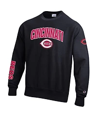 Champion Men's Black Cincinnati Reds Reverse Weave Chenille Sweatshirt