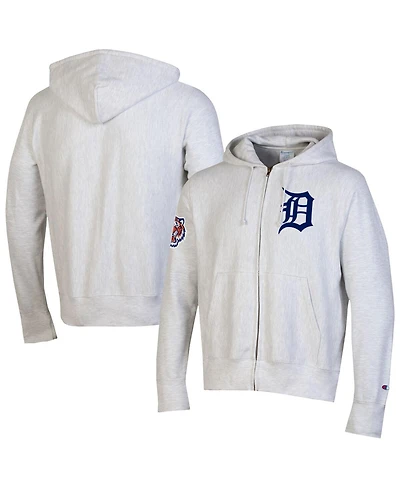 Champion Men's Gray Detroit Tigers Reverse Weave Chenille Full-Zip Hoodie
