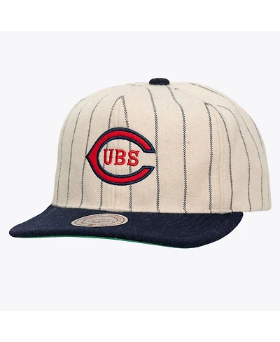 Mitchell & Ness Men's and Women's Cream Chicago Cubs Vintage Ground Melton Wool Pinstripe Adjustable Hat