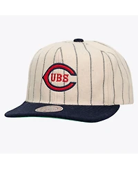 Mitchell & Ness Men's and Women's Cream Chicago Cubs Vintage Ground Melton Wool Pinstripe Adjustable Hat