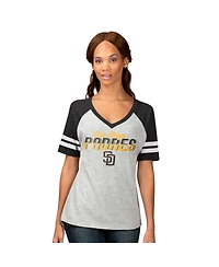 G-iii 4Her By Carl Banks Women's Heather Gray San Diego Padres Goal Line Raglan V-Neck T-Shirt