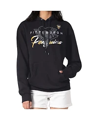 G-iii 4Her by Carl Banks Men's Black Pittsburgh Penguins Shadow Logo Fleece Pullover Hoodie