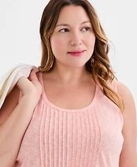 Style & Co Plus Pintucked Sleeveless Tank, Macy's Exclusive