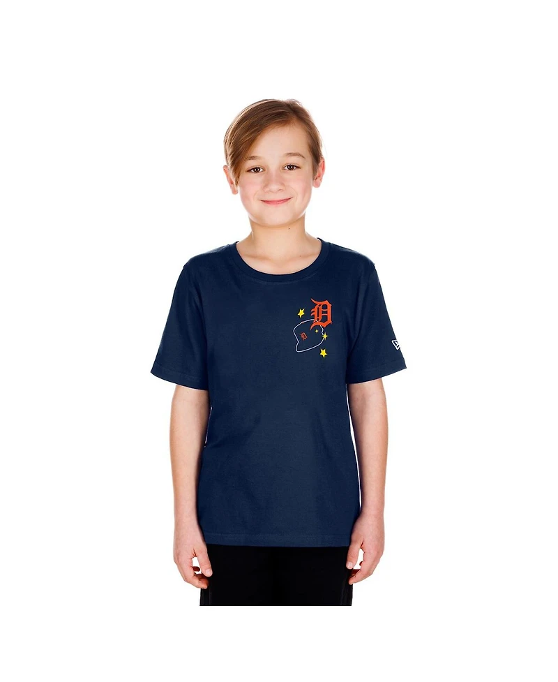 New Era Big Boys and Girls Navy Detroit Tigers Stars Cap T-Shirt
