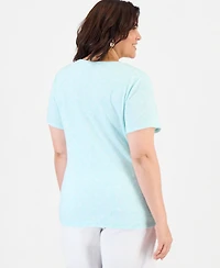 Style & Co Plus Printed Short-Sleeve Scoop-Neck Top, Macy's Exclusive