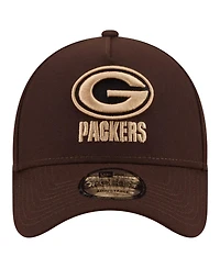 New Era Men's Dark Brown Green Bay Packers Burnt Wood A-Frame 9FORTY Adjustable Hat