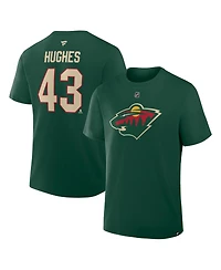 Fanatics Men's Quinn Hughes Green Minnesota Wild Authentic Stack Name Number T-Shirt