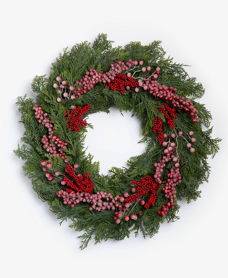 Holiday Lane Heritage Cedar Wreath with Red Berries, Macy's Exclusive