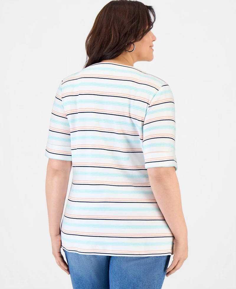Style & Co Plus Cuffed Elbow-Sleeve Top, Macy's Exclusive