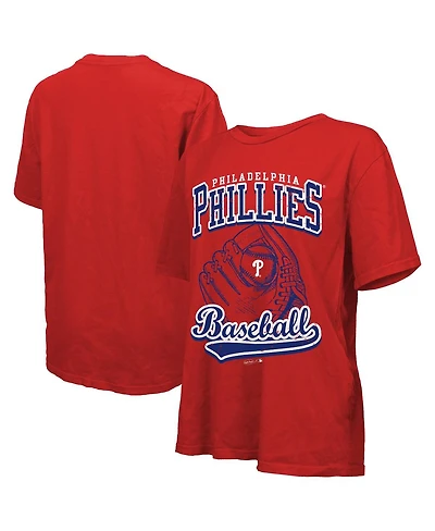 Majestic Threads Women's Red Philadelphia Phillies Oversized First Base T-Shirt