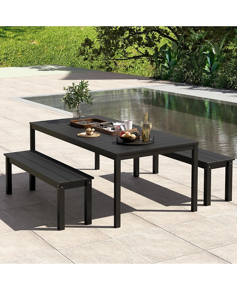 Gymax 2PCS 55'' Hdpe Outdoor Bench Weatherproof Backless Patio Garden