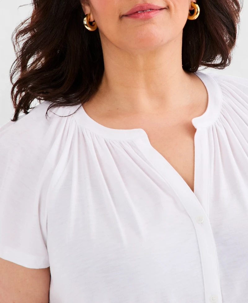 Style & Co Plus Flutter-Sleeve Top, Exclusively at Macy's