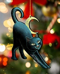Designocracy Black Cat Holiday Ornaments, Set of 2