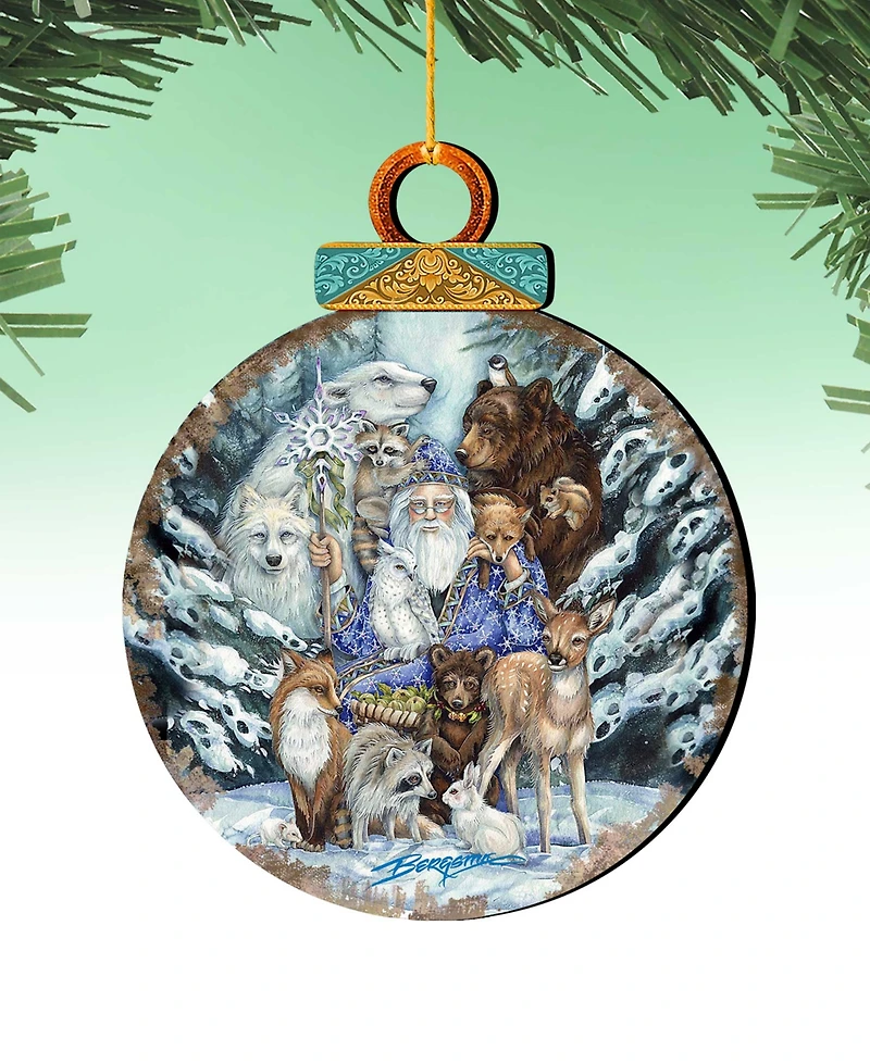 Designocracy Gather In Peace Father Winter Animals Holiday Ornaments, Set of 2