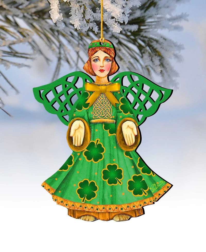 Designocracy Irish Angel Holiday Ornaments, Set of 2