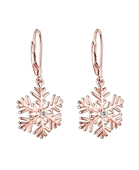 Cubic Zirconia Sterling Silver Snowflake Drop Euro Earrings