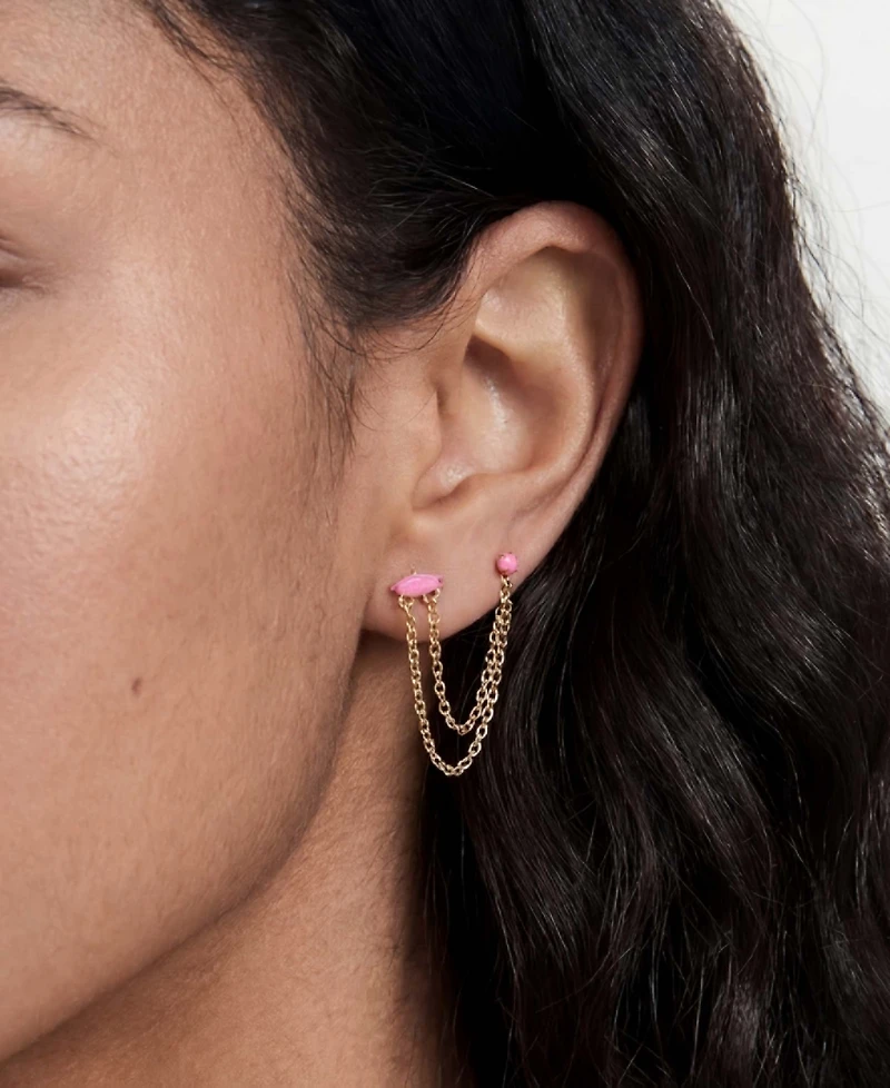 Ettika Double Piercing Chain Dangle Earrings