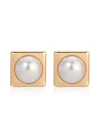 Ettika Square Pearl Stud Earrings