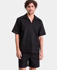 Alfani Men's Short-Sleeve Johnny Collar Shirt, Macy's Exclusive