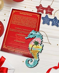 Designocracy Sea Turtle, Mermaid, Seahorse Holiday Ornaments, Set of 3