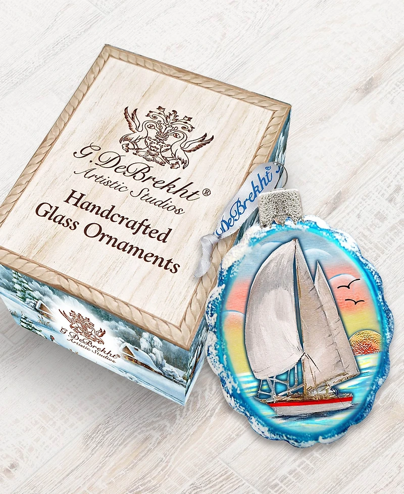 Designocracy Flower Sailboat Mercury Holiday Ornament