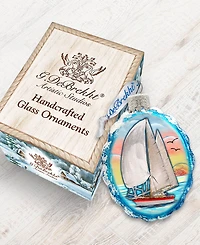 Designocracy Flower Sailboat Mercury Holiday Ornament