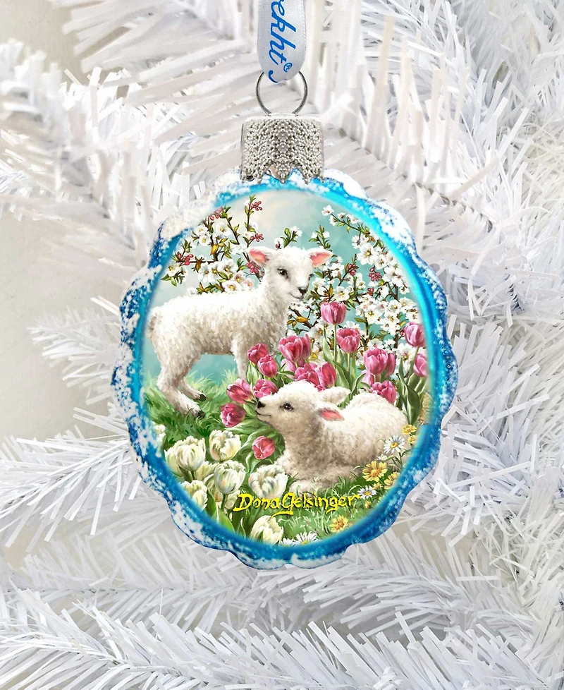 Designocracy Holiday Lambs Mercury Holiday Ornament