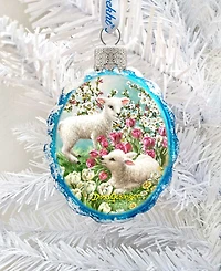 Designocracy Holiday Lambs Mercury Holiday Ornament