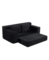 Streamdale Furniture Streamdale Corduroy Cloud Double Sofa, 2-in-1 Convertible Sofa Bed, Black