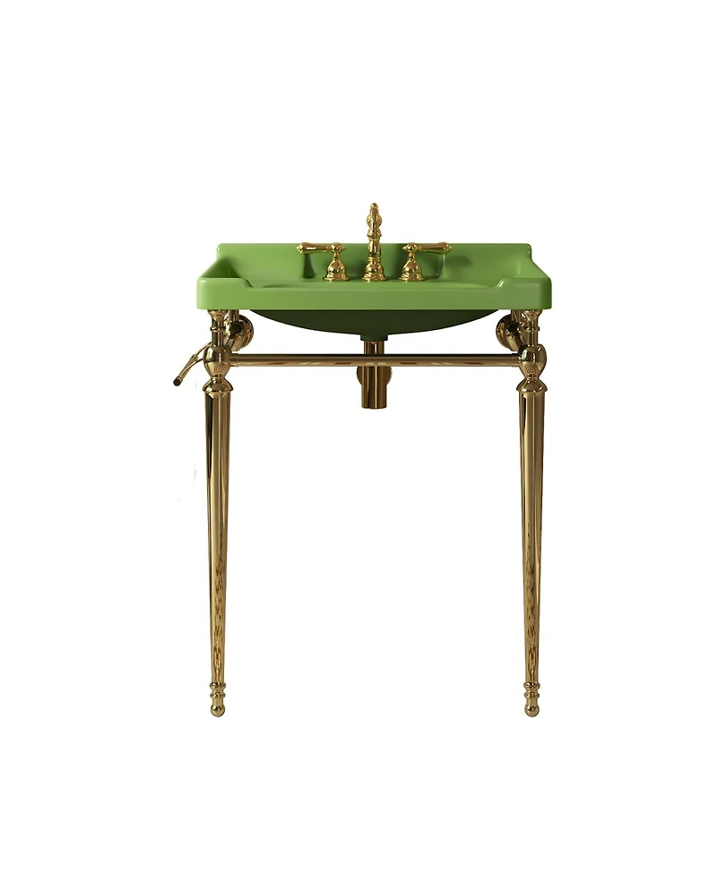 Sillysis 28" Bathroom Console Sink with Ceramic Vanity, Wall Mounted Basin & Stainless Steel Legs