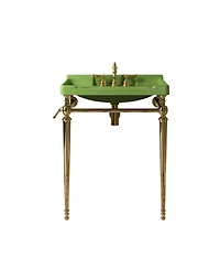 Sillysis 28" Bathroom Console Sink with Ceramic Vanity, Wall Mounted Basin & Stainless Steel Legs