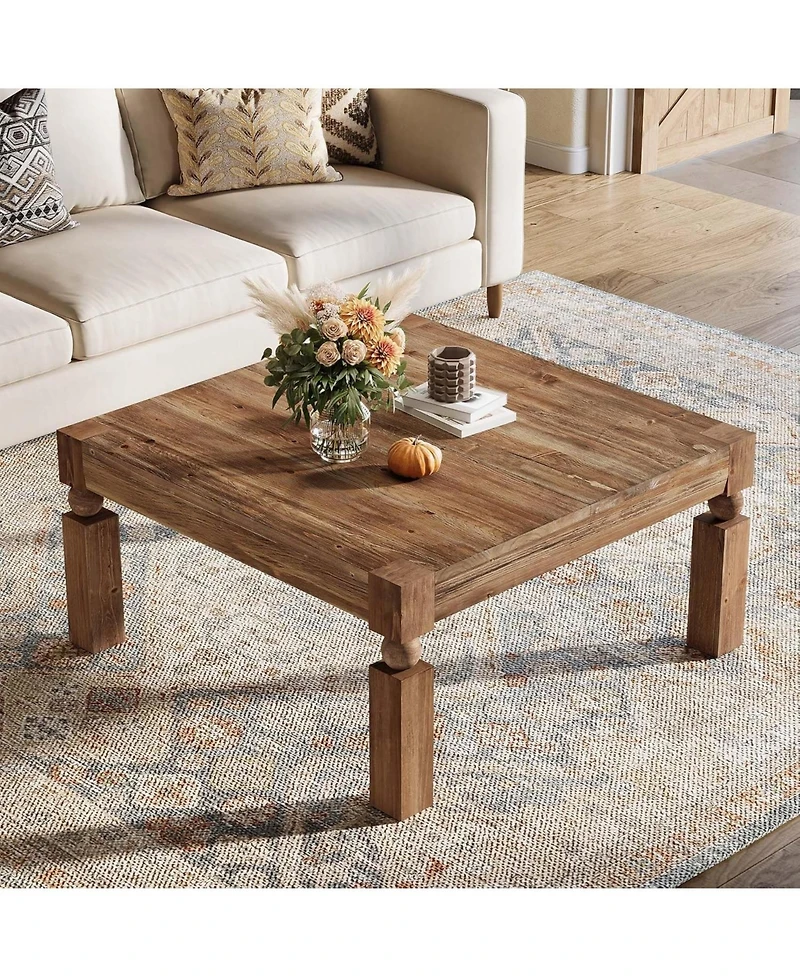 Tribesigns Square Coffee Table, 39-Inch Farmhouse Coffee Table with Sturdy Legs