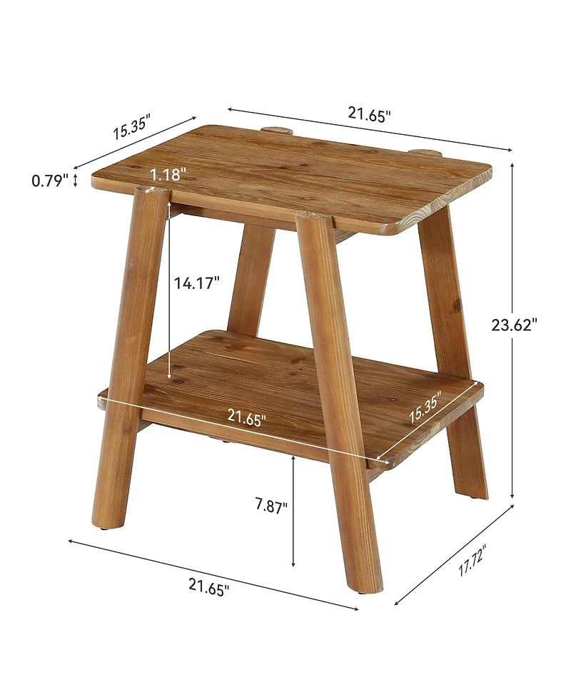 Tribesigns Solid Wood 2-Tier Narrow Side Table, End Tables, Farmhouse Bedside Table