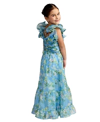 Mac Duggal Big Girls Chiffon Ruffle Shoulder Dress