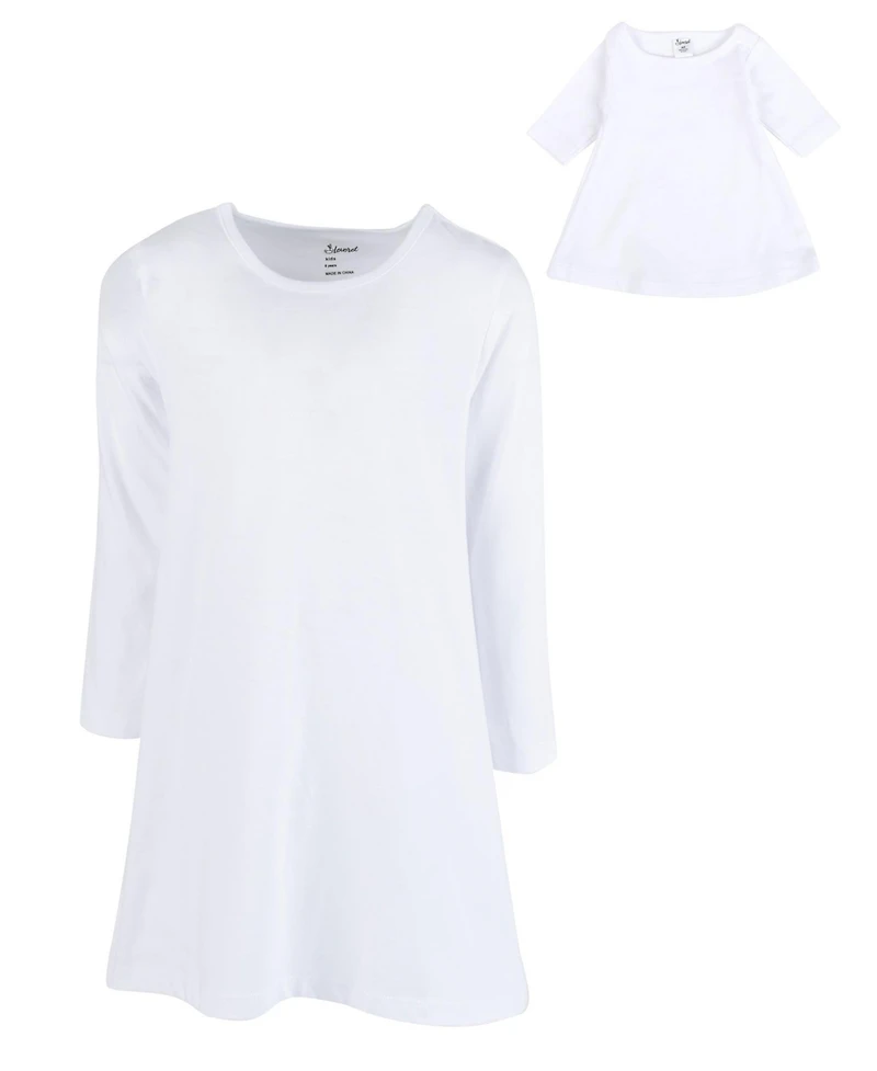 Leveret Toddler Girls Matching Doll Long Sleeve Cotton Crew Neck A-Line Dress