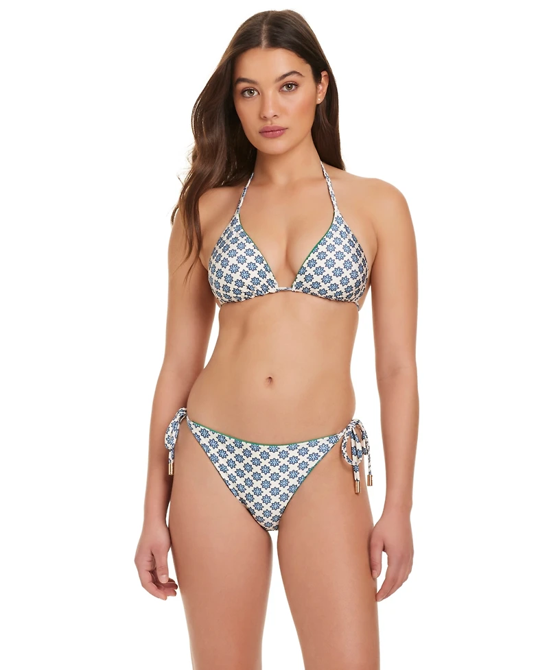 Red Carter Women's Solar Power Triangle Reversible V-Neck Printed Bikini Top