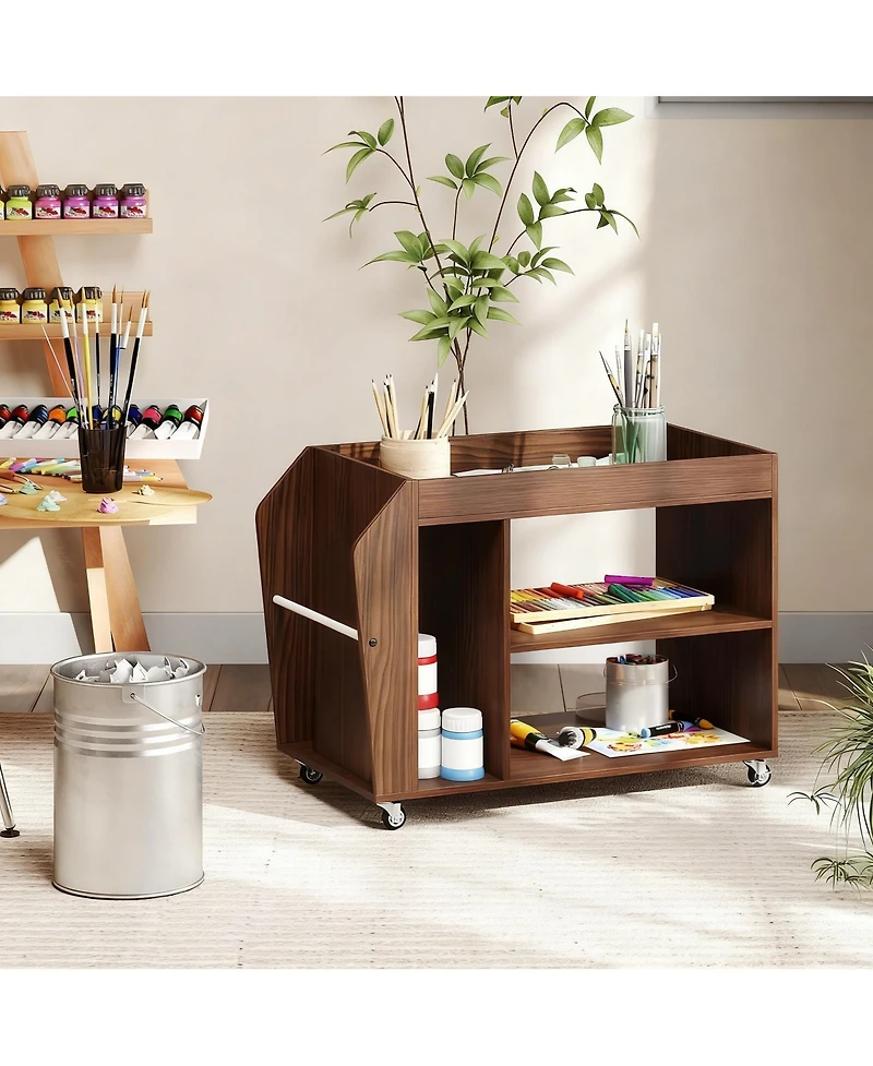 Yigii 4-wheel rolling storage rack for living room, study room, bedroom