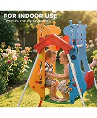 Qaba Kids Indoor Swing with Double Seats and Safety Belts, Mixed-Color