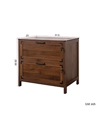 Rainsken 2 Drawer File Cabinet, Home Office Filing Organizer, Wood Lateral Filing Cabinet with Lock for Letter/Legal/A4/F4