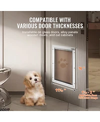Cozito Aluminum Frame Pet Door 11.3" x 16" with Locking Flap for Interior or Exterior Doors
