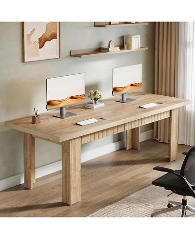 Tribesigns 79 Inch Double Desk for Two People, Extra Long Computer, Modern Wooden Desk for Home Office