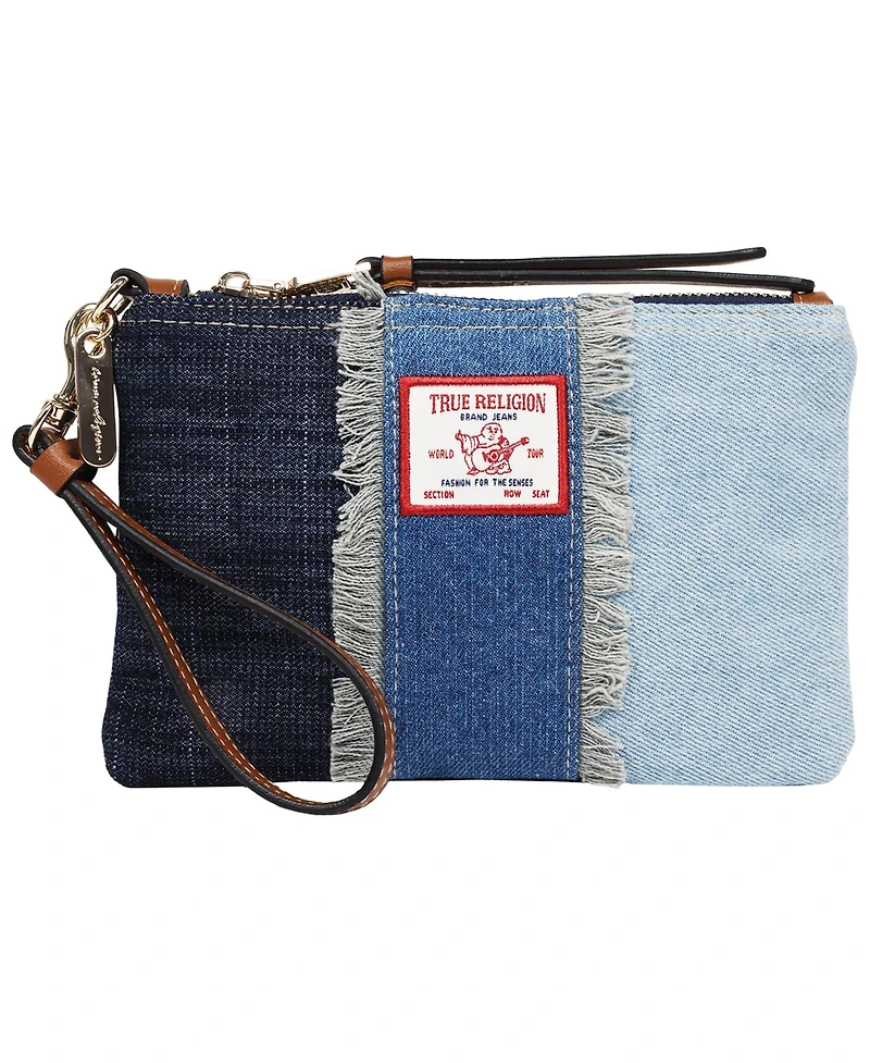 True Religion Frayed Panel Denim Pouch Wristlet