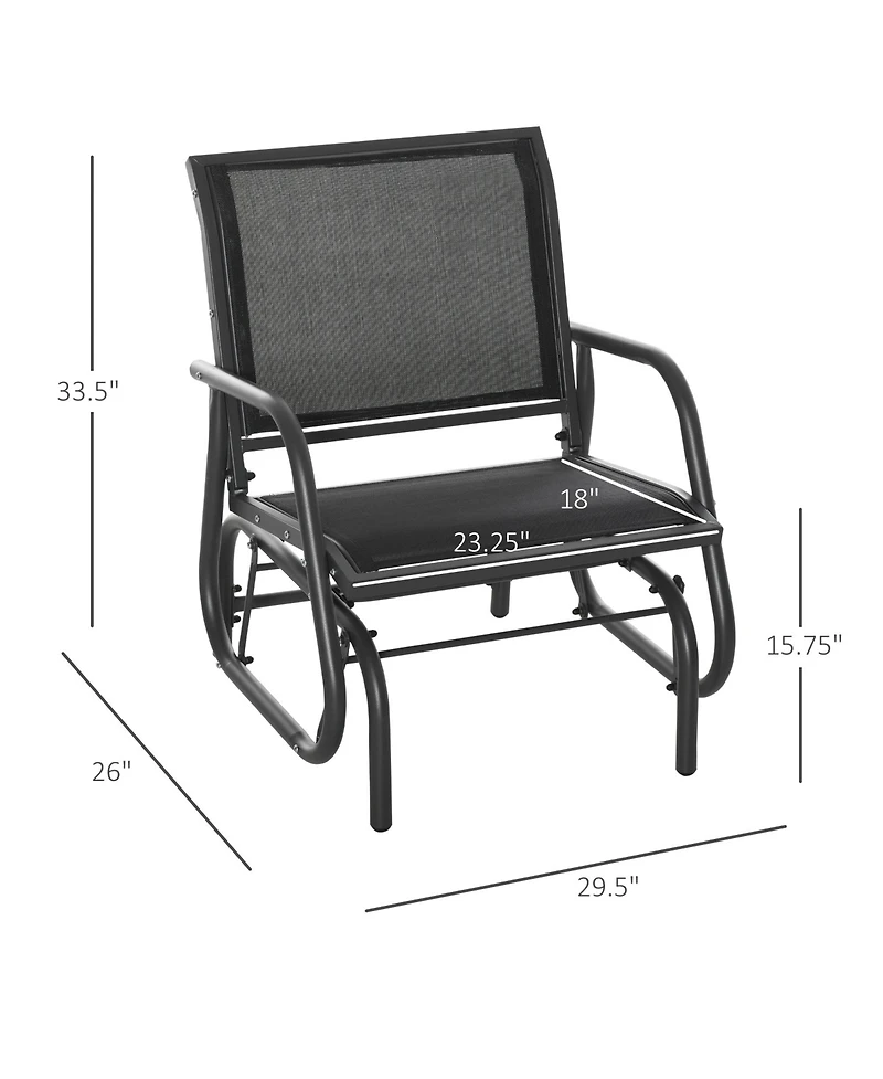 Clihome Porch Glider, Metal Frame Swing Glider Chair with Mesh Fabric, Curved
