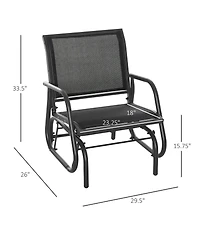 Clihome Porch Glider, Metal Frame Swing Glider Chair with Mesh Fabric, Curved