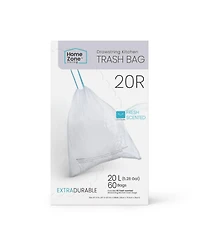 Home Zone Living Code 20R Drawstring Kitchen Trash Bags Custom Fit for 5 Gallon Recycling Bins, 60-Count