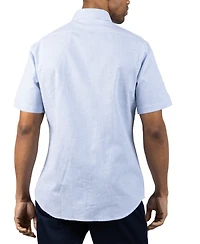 Tailorbyrd Men's Yarn Dyed Melange Linen Short Sleeve Shirt