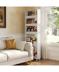 Tribesigns 5-Tier Tall Narrow Storage Cart on Wheels, 63 '' Mobile Shelf Organizer, Rolling Utility Cart for Kitchen, Dining Room, Small Spaces