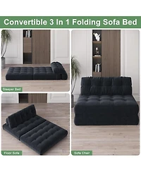 gaomon Folding Sofa Bed, Futon Sofa Bed, Floor Folding Couch for Living Room, Convertible Sleeper Chair with Pillow Foldable Mattress Back Support