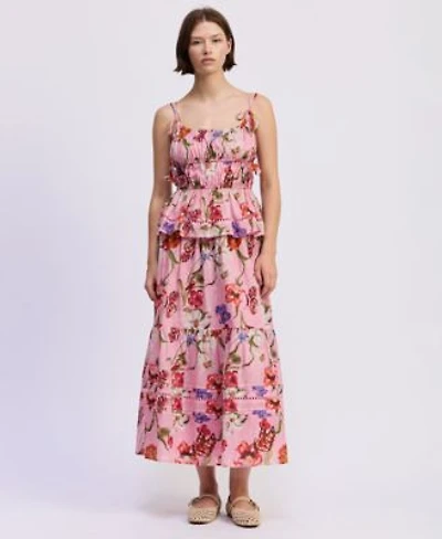 En Saison Womens Celeste Peplum Top Printed Pull On Maxi Skirt