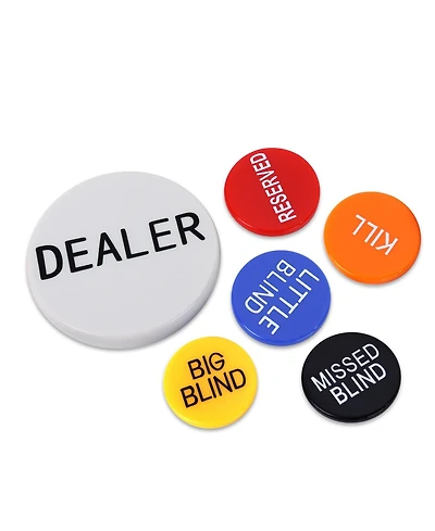 Gse Games & Sports Expert Set of 6 Professional Little Blind, Big Blind, Missed Blind, Kill, Reserved, Dealer Puck Buttons